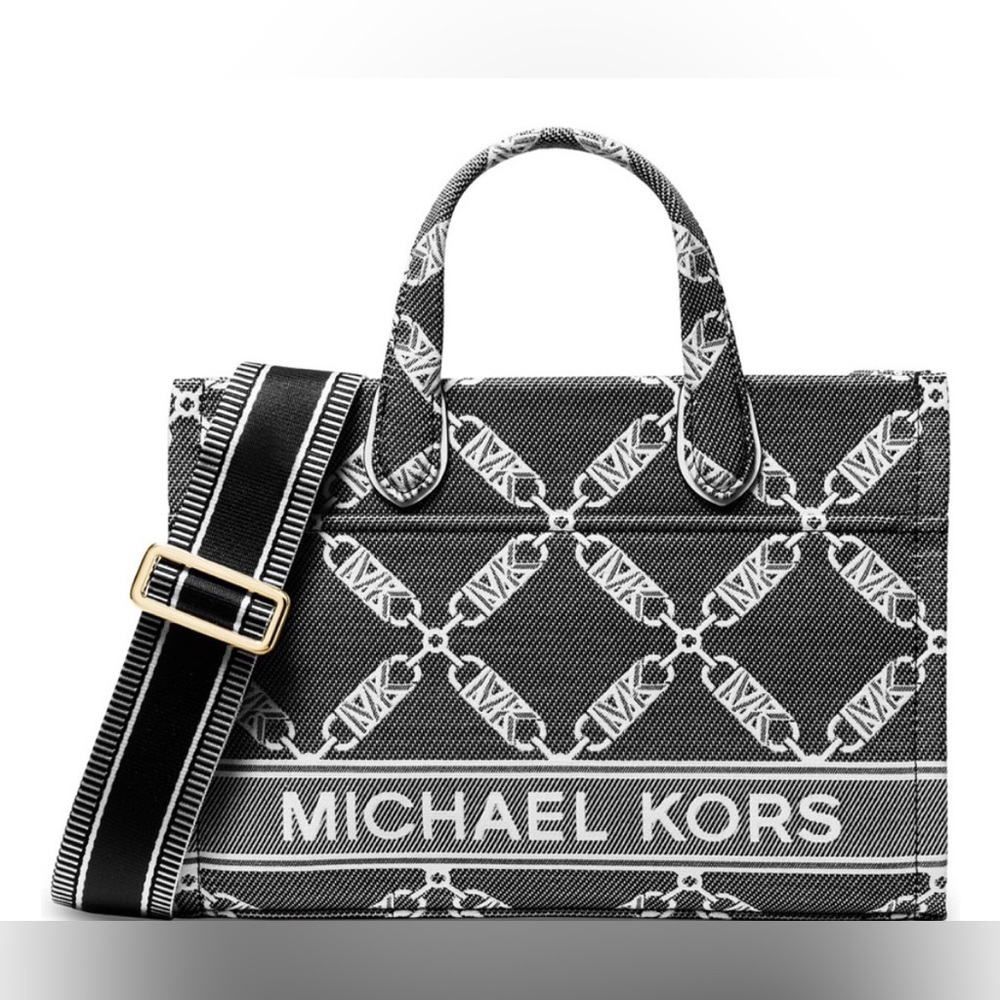 2PC. Michael Kors Empire Logo Jacquard Balmaccan Coat Sz. M W/Matching Handbag🖤🤍 - Picture 14 of 16